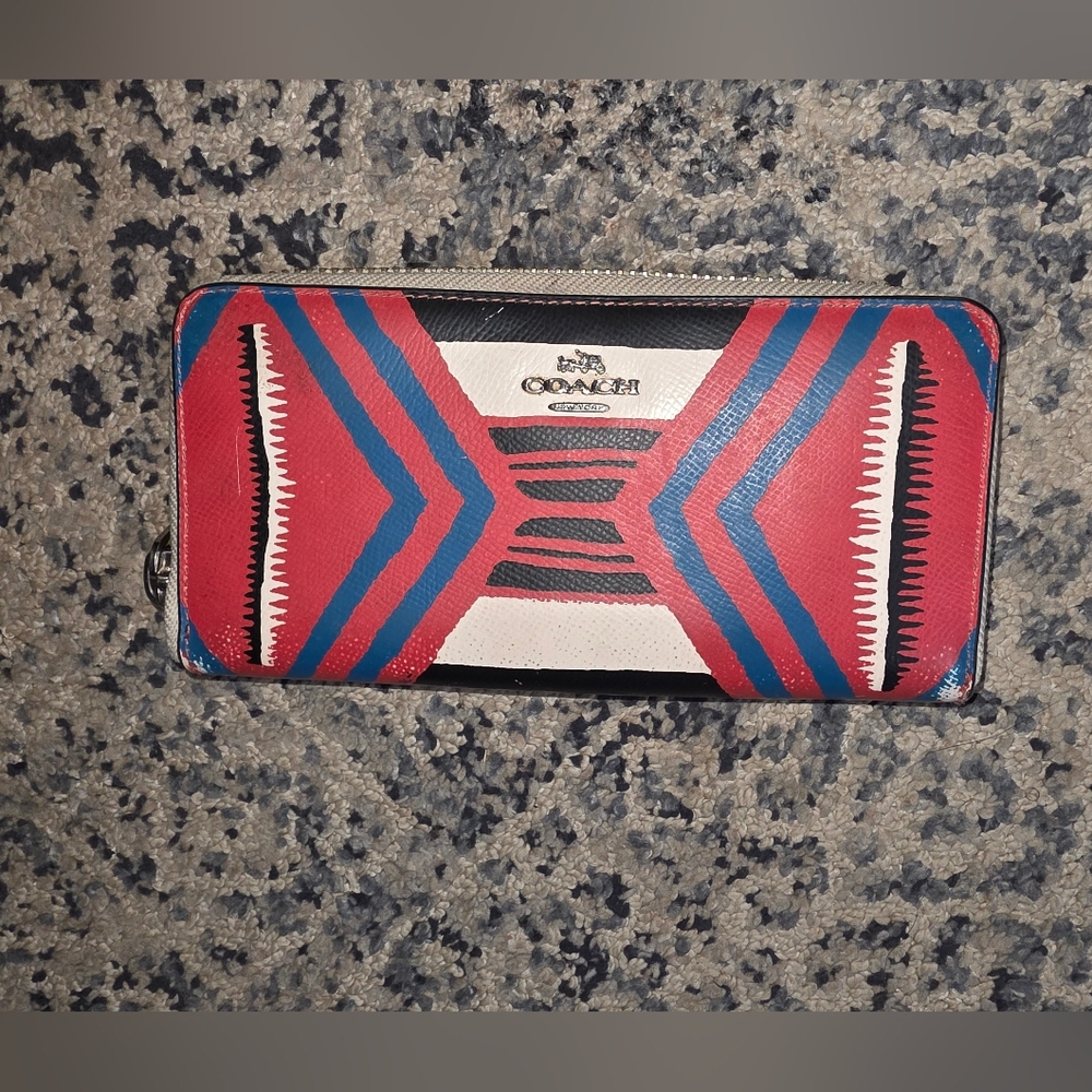 Coach Red and Blue Geometric Wallet